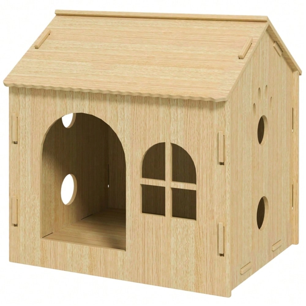 PawHut Hundehütte & Katzenhaus für Indoor, süßes Design, ca. 50 x 41 x 51 cm, Tierhaus für kleine Hunde und Katzen