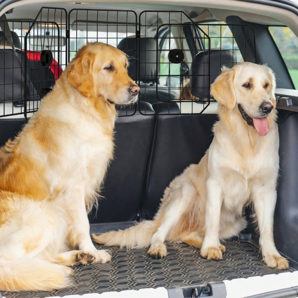 PawHut Autogitter für Hunde verstellbar 93-150 cm, klappbar & einfach zu montieren, Hunde-Gitter aus Stahl, schwarz