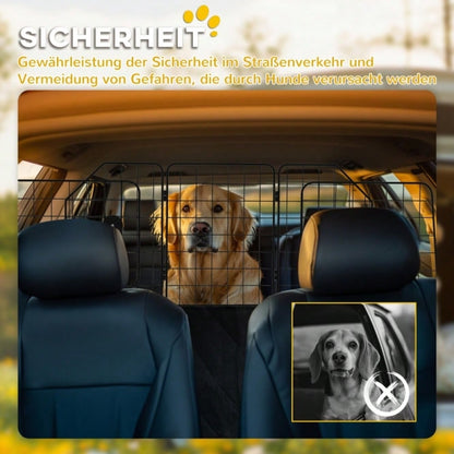 PawHut Autogitter für Hunde verstellbar 93-150 cm, klappbar & einfach zu montieren, Hunde-Gitter aus Stahl, schwarz