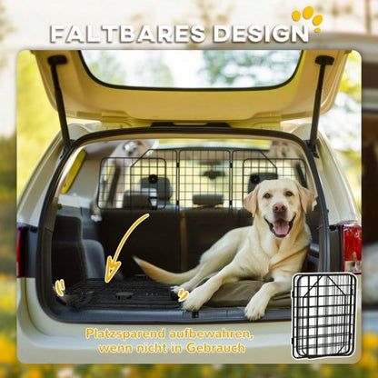 PawHut Autogitter für Hunde verstellbar 93-150 cm, klappbar & einfach zu montieren, Hunde-Gitter aus Stahl, schwarz