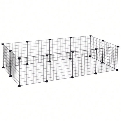 PawHut Freigehege für Kleintiere aus Metall, flexibel zusammenschließbar, 106 x 73 x 36 cm, schwarz