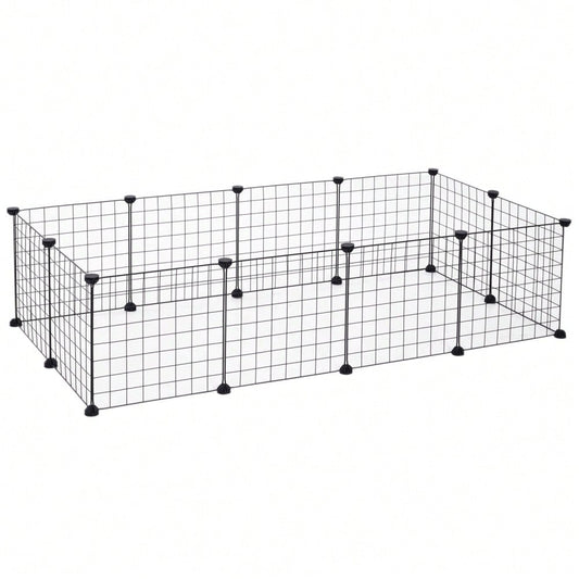 PawHut Freigehege für Kleintiere aus Metall, flexibel zusammenschließbar, 106 x 73 x 36 cm, schwarz