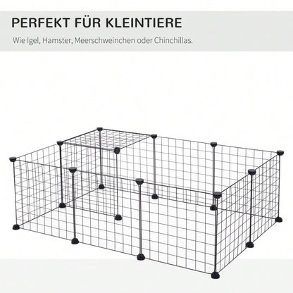 PawHut Freigehege für Kleintiere aus Metall, flexibel zusammenschließbar, 106 x 73 x 36 cm, schwarz
