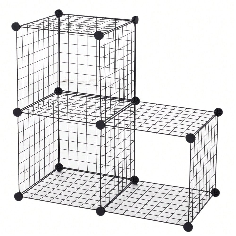 PawHut Freigehege für Kleintiere aus Metall, flexibel zusammenschließbar, 106 x 73 x 36 cm, schwarz