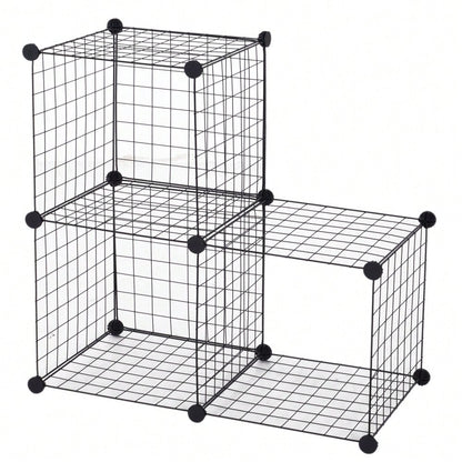 PawHut Freigehege für Kleintiere aus Metall, flexibel zusammenschließbar, 106 x 73 x 36 cm, schwarz