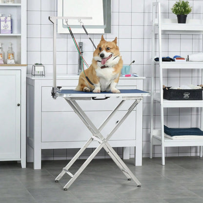 PawHut Pflegearm für Hunde klappbar & höhenverstellbar, mit Klemme & Haunch-Halter, für mittelgroße Hunde, schwarz