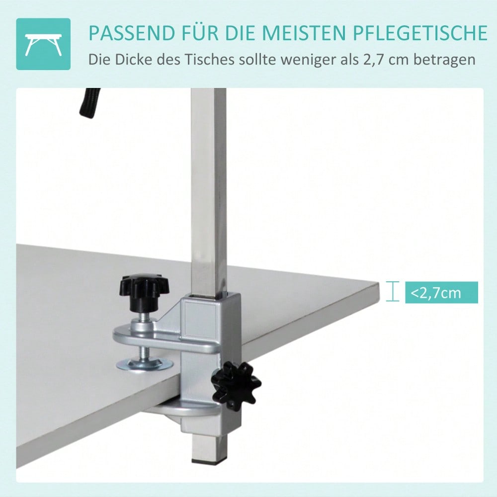 PawHut Pflegearm für Hunde klappbar & höhenverstellbar, mit Klemme & Haunch-Halter, für mittelgroße Hunde, schwarz