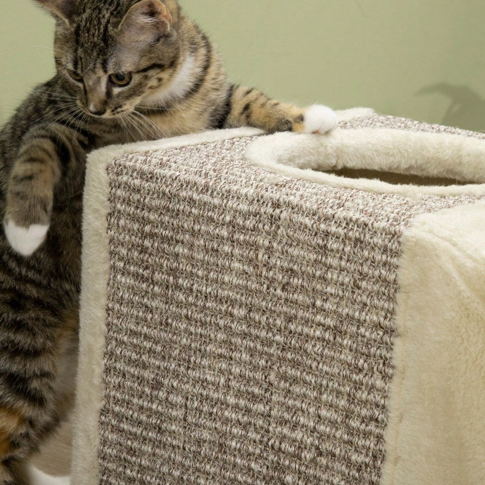 PawHut Katzentunnel mit Spielball, aus Sisal, Katzenspielzeug für Katzen, braun/beige, 98x30x30 cm