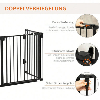 PawHut Hundegitter mit automatischer Tür, höhenverstellbar & klappbar, 3 Paneele, 202,5x76 cm, für Hunde, Katzen, Haustiere