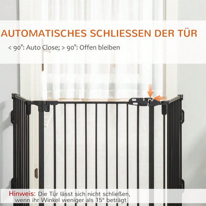 PawHut Hundegitter mit automatischer Tür, höhenverstellbar & klappbar, 3 Paneele, 202,5x76 cm, für Hunde, Katzen, Haustiere