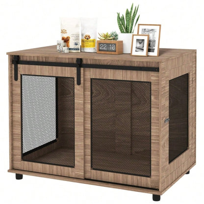 PawHut Hundebox Transportbox 98x60x78 cm, mit verschließbaren Türen, Rückzugsort für Hunde & Haustiere, hellbraun