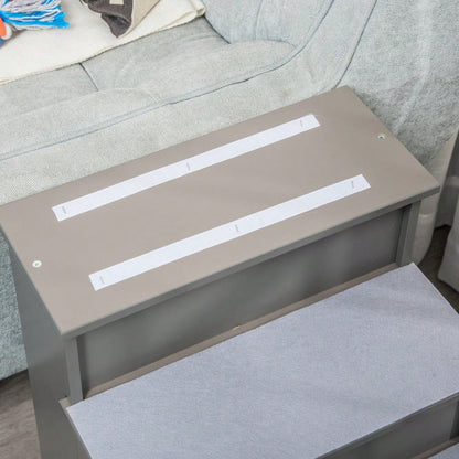 PawHut 4-stufige Hundetreppe & Katzentreppe, rutschfeste Haustiertreppe für Auto, Bett & Sofa, 40x59x54,2 cm, grau