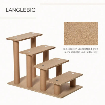 PawHut 4-stufige Haustiertreppe für Bett & Sofa, rutschfeste Hundetreppe & Katzentreppe bis 5 kg, mit Plüschbezug, hellgrau