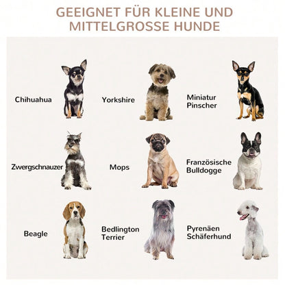 PawHut Hundekäfig für mittelgroße Hunde, mit Kissen & Hundehütte aus Naturholz, cremeweiß, 82,5x57x72 cm
