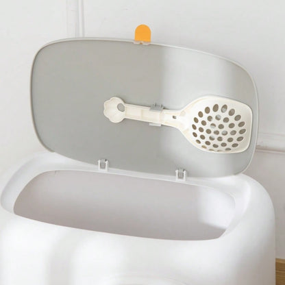 PawHut Katzentoilette mit Deckel XXL, geschlossenes Katzenklo mit Gitterboden & Schaufel, für Katzen bis 5 kg, weiß, 55x40x39 cm