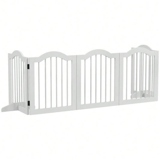PawHut Absperrgitter für Hunde 5-teilig, klappbar & flexibel, aus Massivholz & MDF, weiß, 254,5x29,5x61 cm