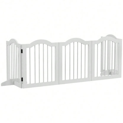 PawHut Absperrgitter für Hunde 5-teilig, klappbar & flexibel, aus Massivholz & MDF, weiß, 254,5x29,5x61 cm