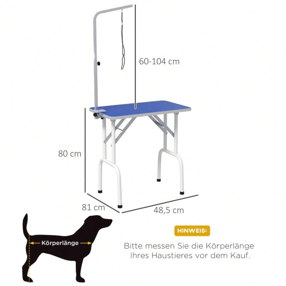 PawHut Pflegetisch für Haustiere, zum Frisieren, Bürsten & Waschen, Metallgestell, blau