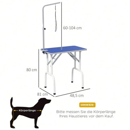 PawHut Pflegetisch für Haustiere, zum Frisieren, Bürsten & Waschen, Metallgestell, blau
