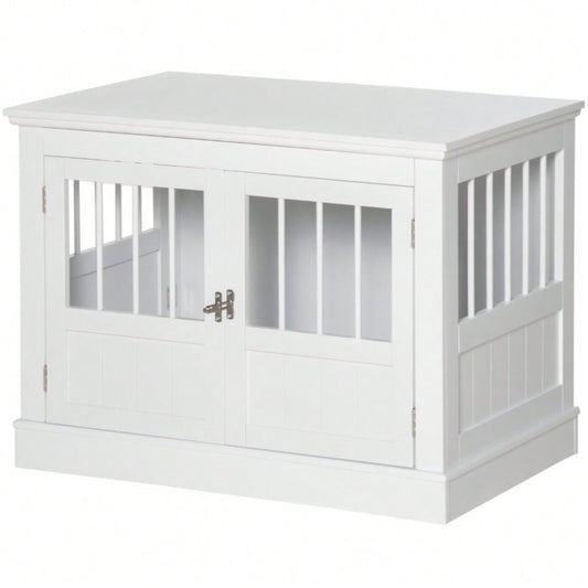 PawHut Hundekäfig als Möbelstück mit 3 Türen, Hundehütte & Transportbox für Zuhause, weiß, 78x53x59,3 cm