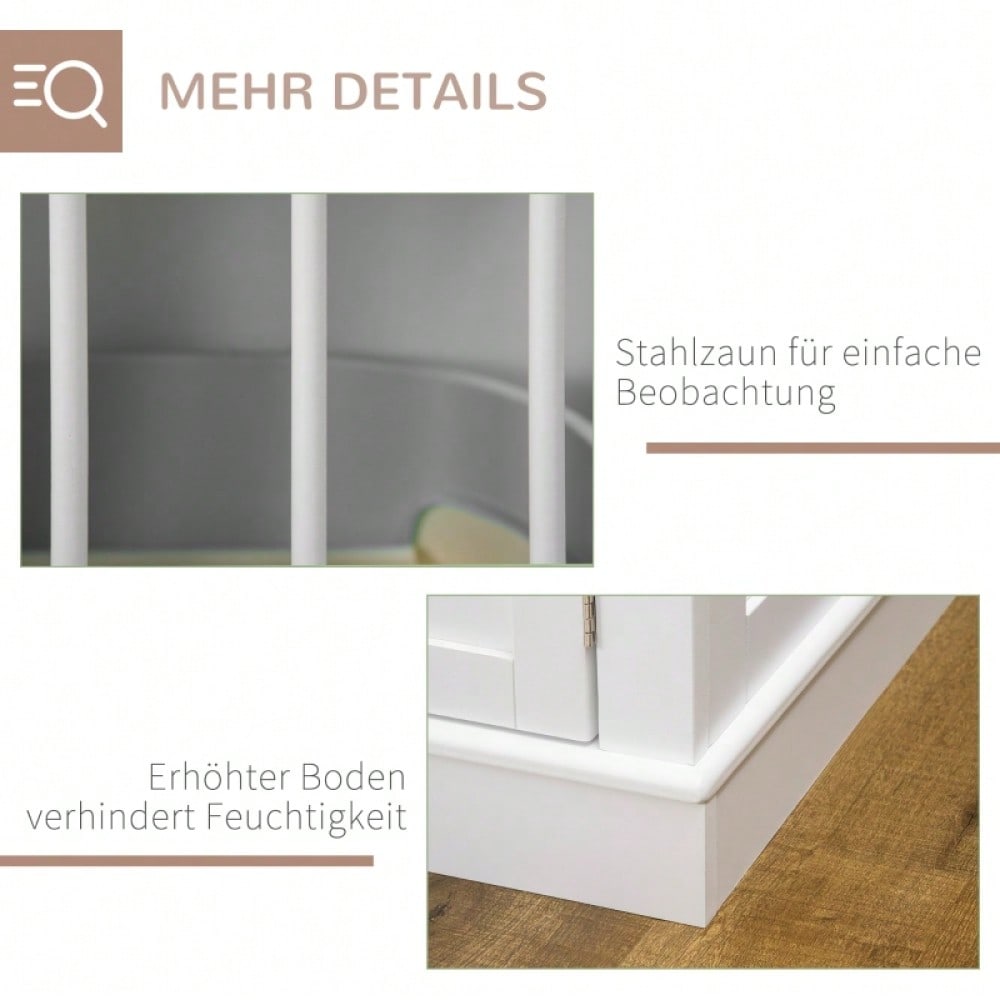 PawHut Hundekäfig als Möbelstück mit 3 Türen, Hundehütte & Transportbox für Zuhause, weiß, 78x53x59,3 cm