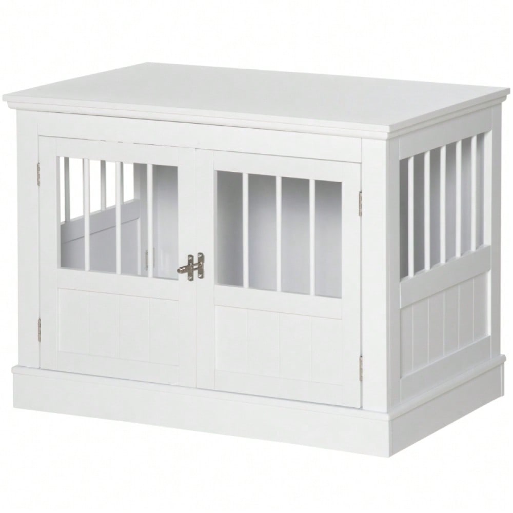 PawHut Hundekäfig als Möbelstück mit 3 Türen, Hundehütte & Transportbox für Zuhause, weiß, 78x53x59,3 cm