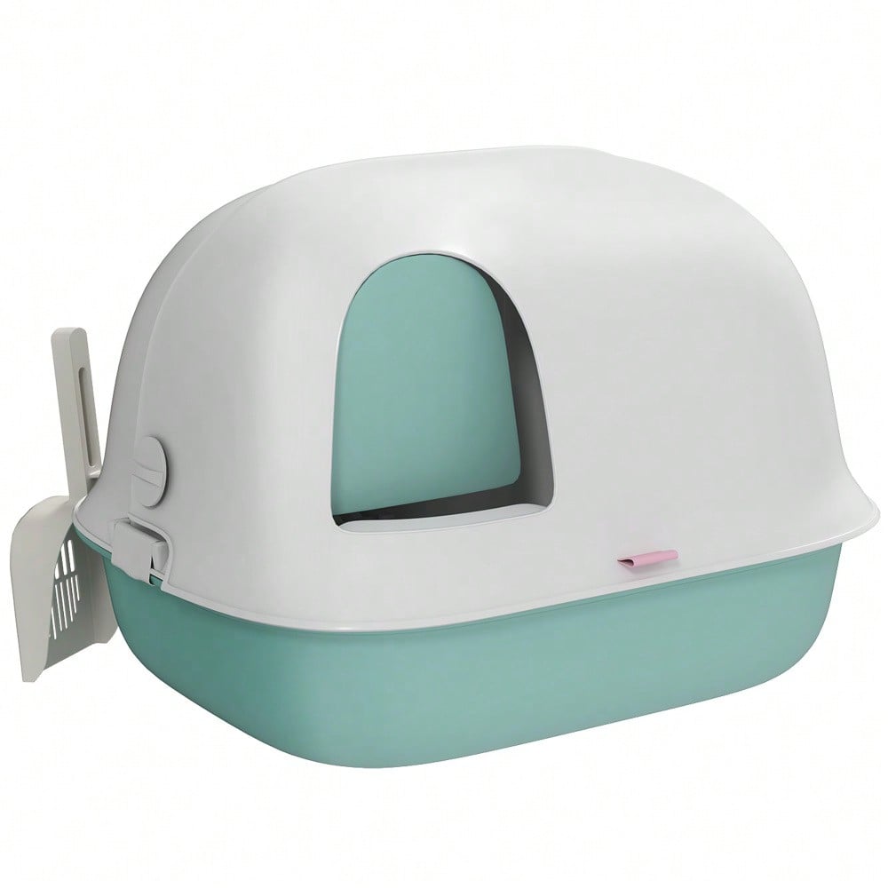 PawHut Katzentoilette mit Deckel & Tür, geschlossenes Katzenklo mit Sieb & Schaufel, für kleine Katzen unter 3,5 kg, aus Kunststoff, grün
