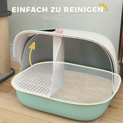 PawHut Katzentoilette mit Deckel & Tür, geschlossenes Katzenklo mit Sieb & Schaufel, für kleine Katzen unter 3,5 kg, aus Kunststoff, grün