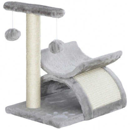 PawHut Kratzbaum klein für Katzen mit Spielball, Kratzstamm & Spielbaum, braun, 40x30x43 cm