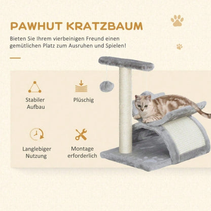 PawHut Kratzbaum klein für Katzen mit Spielball, Kratzstamm & Spielbaum, braun, 40x30x43 cm