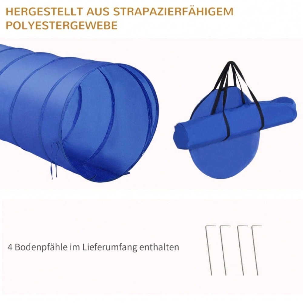 PawHut 5-teiliges Agility Set für Hunde - Höhenverstellbarer Parcours mit Tunnel, Slalomstangen, Hürden & Pause-Box - Komplettset mit Tragetasche für Hundetraining und Spiele im Freien