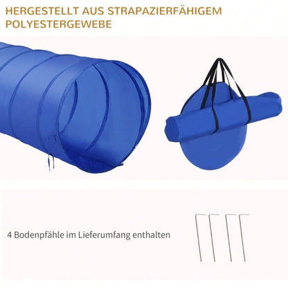 PawHut 5-teiliges Agility Set für Hunde - Höhenverstellbarer Parcours mit Tunnel, Slalomstangen, Hürden & Pause-Box - Komplettset mit Tragetasche für Hundetraining und Spiele im Freien