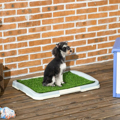 PawHut Hundetoilette mit Kunstrasen - Welpentoilette Hundeklo, 2-lagig & wiederverwendbar - Maße 63x49x6 cm (LxBxH), Farbe: Grün/Weiß