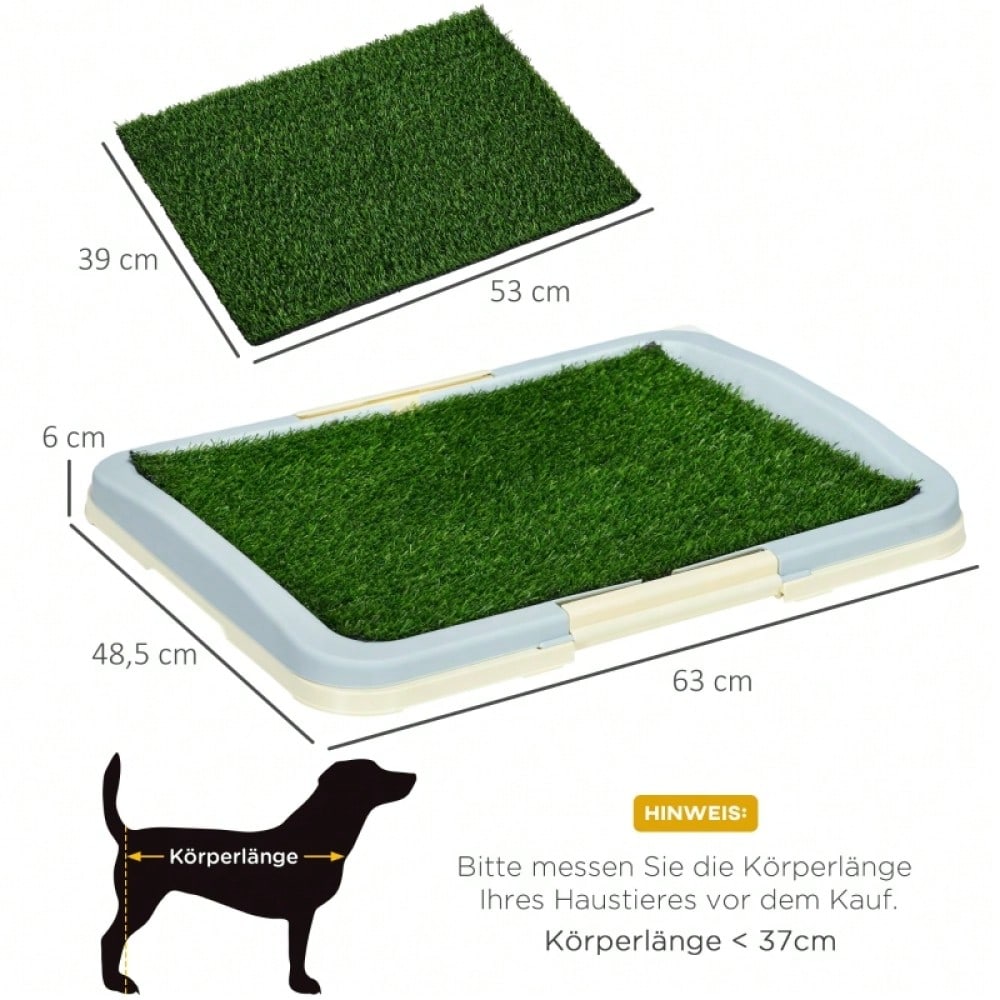PawHut Hundetoilette mit Kunstrasen - Welpentoilette Hundeklo, 2-lagig & wiederverwendbar - Maße 63x49x6 cm (LxBxH), Farbe: Grün/Weiß