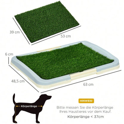 PawHut Hundetoilette mit Kunstrasen - Welpentoilette Hundeklo, 2-lagig & wiederverwendbar - Maße 63x49x6 cm (LxBxH), Farbe: Grün/Weiß