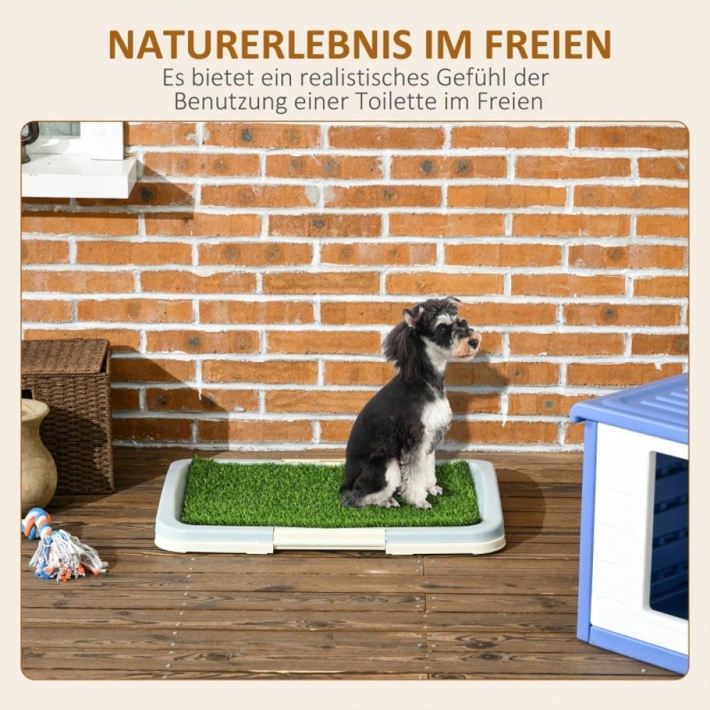 PawHut Hundetoilette mit Kunstrasen - Welpentoilette Hundeklo, 2-lagig & wiederverwendbar - Maße 63x49x6 cm (LxBxH), Farbe: Grün/Weiß