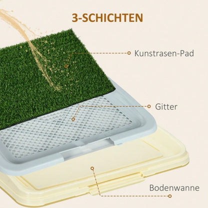 PawHut Hundetoilette mit Kunstrasen - Welpentoilette Hundeklo, 2-lagig & wiederverwendbar - Maße 63x49x6 cm (LxBxH), Farbe: Grün/Weiß