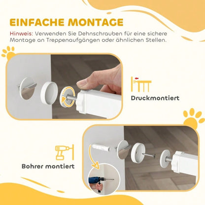 PawHut Treppenschutzgitter & Türgitter für Hunde, 76-104 cm verstellbar - Absperrgitter ohne Bohren (Klemmträger) für Baby & Hund - Premium Sicherheitsgitter für Treppen, Türen & Durchgänge
