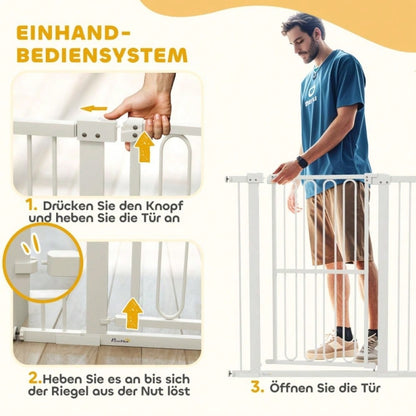 PawHut Treppenschutzgitter & Türgitter für Hunde, 76-104 cm verstellbar - Absperrgitter ohne Bohren (Klemmträger) für Baby & Hund - Premium Sicherheitsgitter für Treppen, Türen & Durchgänge