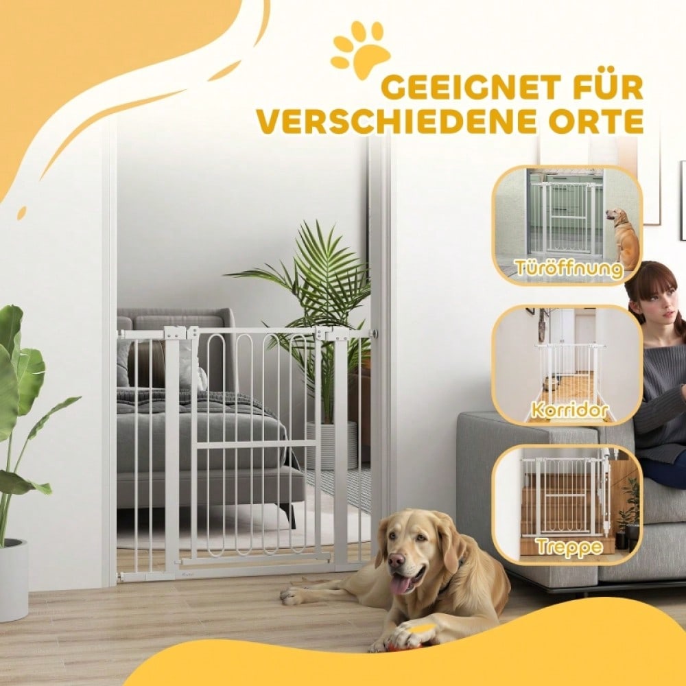 PawHut Treppenschutzgitter & Türgitter für Hunde, 76-104 cm verstellbar - Absperrgitter ohne Bohren (Klemmträger) für Baby & Hund - Premium Sicherheitsgitter für Treppen, Türen & Durchgänge