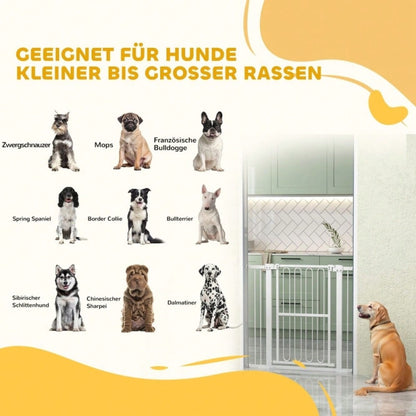 PawHut Treppenschutzgitter & Türgitter für Hunde, 76-104 cm verstellbar - Absperrgitter ohne Bohren (Klemmträger) für Baby & Hund - Premium Sicherheitsgitter für Treppen, Türen & Durchgänge