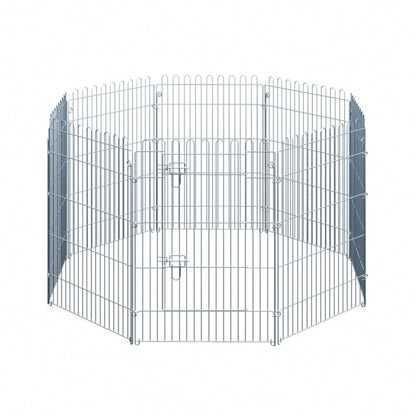 PawHut Welpengehege 8-tlg. Laufstall Freilaufgehege, 63 x 91 cm - Metall-Gitter für Welpen, Hunde & Kleintiere - Aufbau ohne Werkzeug, flexibel formbar