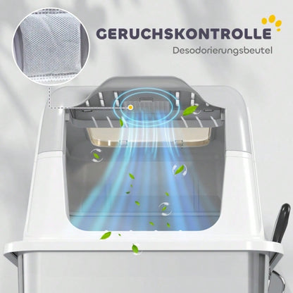 PawHut Geschlossene Katzentoilette mit Deckel - Katzentoilette vorne und oben begehbar, Edelstahl-Wanne - Inkl. Streuschaufel, für Katzen bis 15 kg, geruchsarm