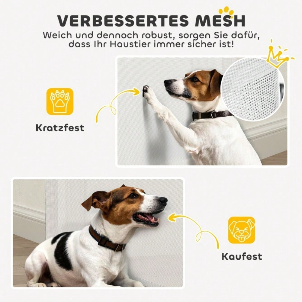Türschutzgitter Treppenschutzgitter Ausziehbar, PawHut - Verstellbar von 0-136 cm, 87 cm hoch - Für Haustiere & Babies, Montage ohne Bohren, Weiß