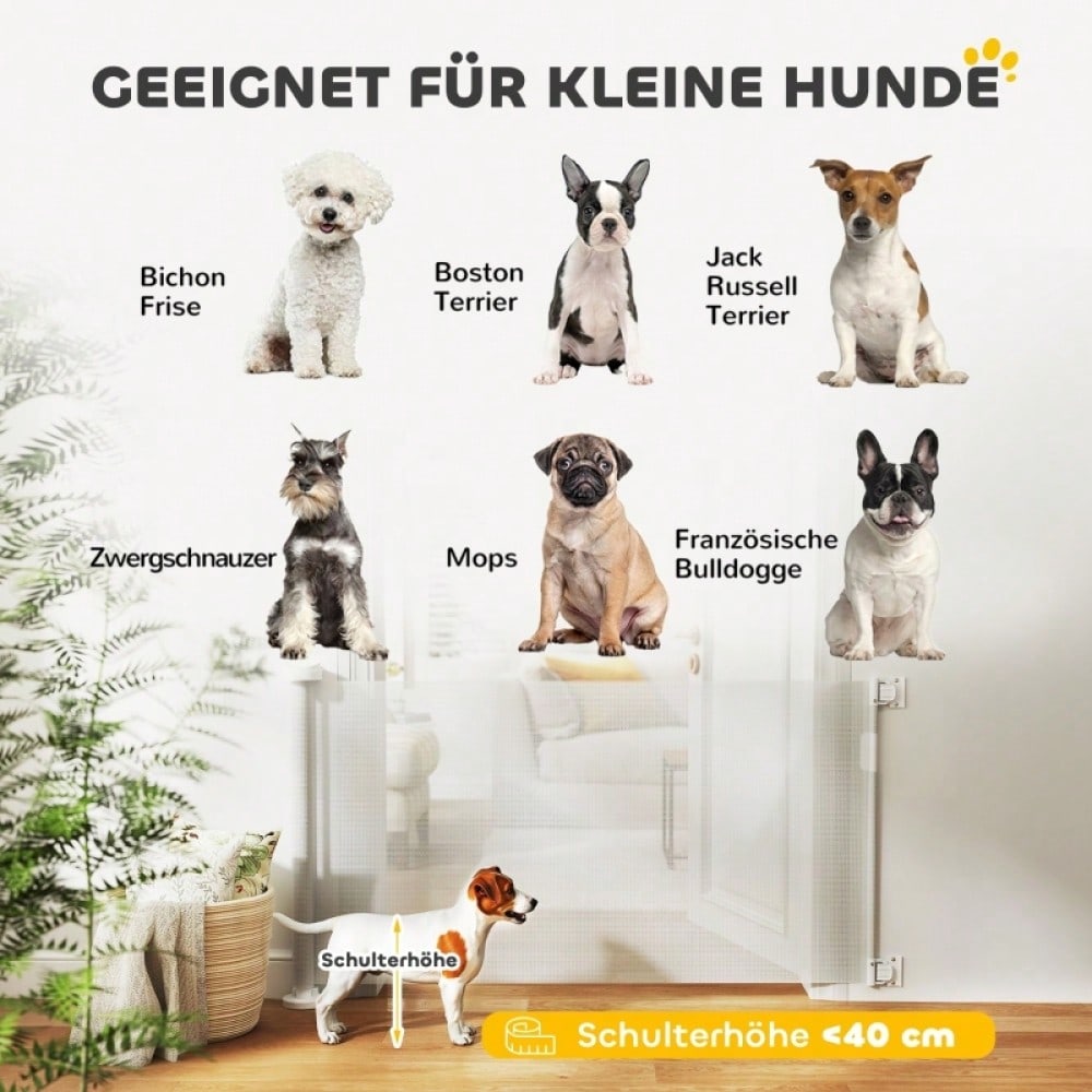 Türschutzgitter Treppenschutzgitter Ausziehbar, PawHut - Verstellbar von 0-136 cm, 87 cm hoch - Für Haustiere & Babies, Montage ohne Bohren, Weiß