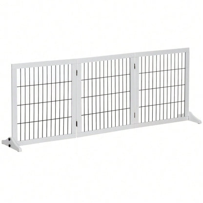 PawHut Treppenschutzgitter & Türgitter aus Kiefernholz - Sicherheitsgitter für Hunde 185x36x71 cm - Stabiler Absperrzaun für Treppen, Türen & Durchgänge, Farbe: Weiß