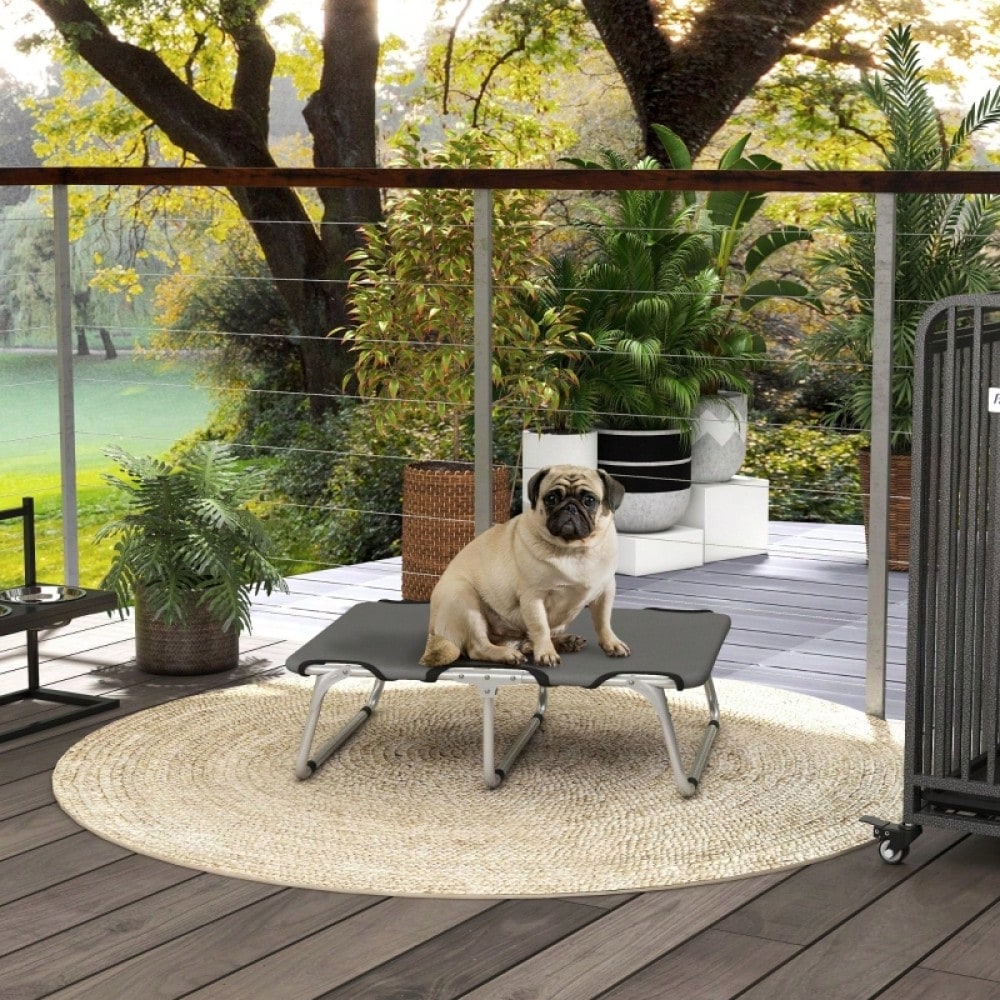 PawHut Klappbares Hundebett für kleine Hunde bis 10kg | Tragbares, robustes & orthopädisches Hundesofa | 71x58x20cm, grau