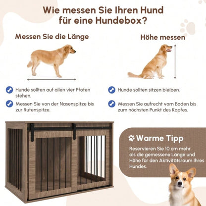 PawHut Hundebox in Holzoptik mit verriegelbarer Tür | Rustikaler Hundekäfig & Transportbox für kleine Hunde | 98x58x67 cm (LxBxH), Farbe: Walnuss-Schwarz