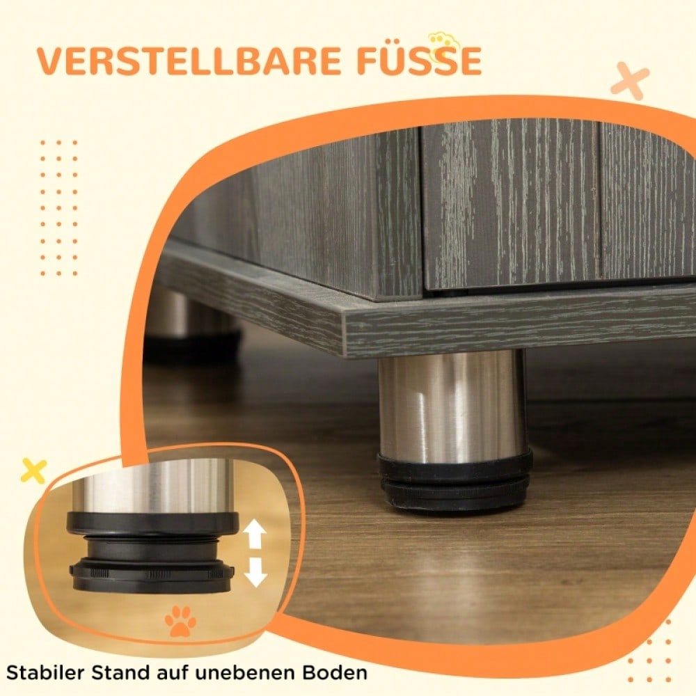 PawHut Hundebox & Hundehütte mit Schloss und Magnettür | Große Transportbox & Hundehaus mit Fenster für große Hunde  | Sicherheitskäfig, 85x55x75 cm, grau