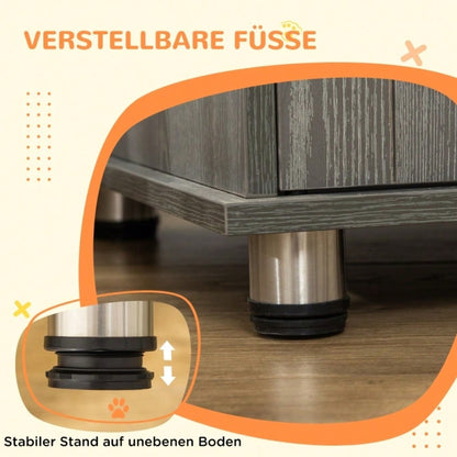 PawHut Hundebox & Hundehütte mit Schloss und Magnettür | Große Transportbox & Hundehaus mit Fenster für große Hunde  | Sicherheitskäfig, 85x55x75 cm, grau
